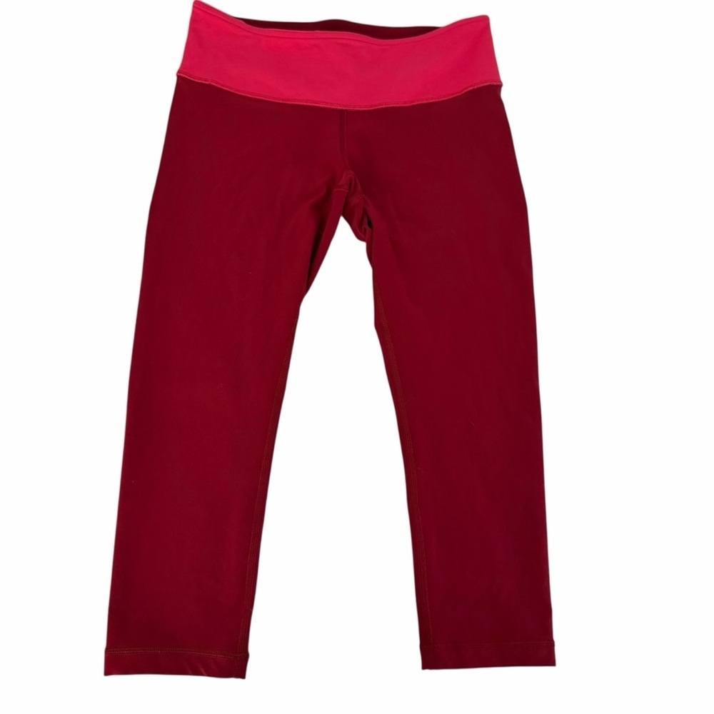 LULULEMON Red Wunder Under Crop III Reversible Yoga Leggings size 8